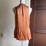 LANSTON Copper Satin Cross Front Flyaway Halter Style Sleeveless Top Small BNWT Brown Photo 3