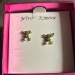 Betsey Johnson Gold and Green Frog Earrings NIB Photo 0