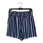 Waverly Grey‎ Navy Blue And White Striped Elastic Waist Violet Shorts Size L Size L Photo 2