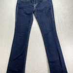 True Religion Dark Wash Boot Cut Jeans white stitching Womens Size 27 Photo 0