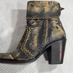 Liberty Black Fringe Cowboy Ankle Boots Size 9 Distressed Leather Photo 1
