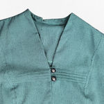 1950s Vintage Teal Black Houndstooth Button Down Fitted Blouse Jacket Size Large Gray Photo 2