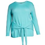 Vince Camuto NWT  Tie Front Sweater In Bright Aqua Photo 4