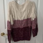 Kori Cream and Pink Crew Neck Sweater with Ombré Design size small Photo 2