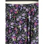 Sag Harbor Black Purple Floral Short Sleeve Button Up Midi Skirt Set PXL Photo 4