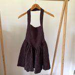 ZARA NWT Textured Halter Neck Drop Waist Corset Mini Dress in Chocolate Brown - M Photo 4