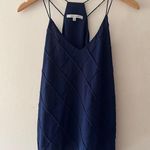Naked Zebra  Navy Blue Lattice Textured Strappy Racerback Tank Top Photo 0
