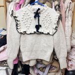 ZARA Bow Tie Knit Ruffle Sweater Size Medium 5802/008/064 Photo 4