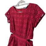 Madewell Happening Cotton Eyelet Crimson Red Cut Out Mini Shift Dress EUC 0 Photo 3