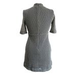 ZARA Cream & Navy Knit Jacquard Mock Neck Skater Dress Size Small Photo 1