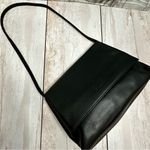 Liz Claiborne Vintage 90s Black Leather Shoulder Bag Minimalist Working Girl Photo 3