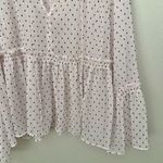 Libby Edelman  | Sheer Ruffle Sleeve Blouse Polka Dot Blush Pink Black | Size XL Photo 3
