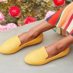 Birdies The Starling Flats Raffia Straw Woven Loafers Yellow Women's Size 7 Photo 0