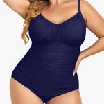 Aqua Eve Plus Size Swimsuit for Women Tummy Control One Piec... Blue Photo 0