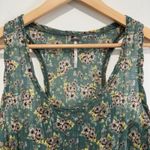Free People  Ditsy Floral Racerback Tank Top Sz M Green Crinkle Lightweight Boho Photo 1