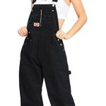 Revolve Revolt Plus Size Women's Juniors Black Baggy Straight Leg Overalls Size S Photo 0