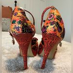 Iron fist LOCO KOKO PLATFORM HEELS Long Gone Orange Print w/ Charm on Strap sz 9 Photo 4