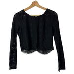 Hollister  Black Lace Scallop Hem Long Sleeve Cropped Top S Photo 0