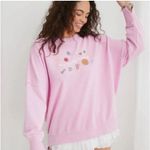 Aerie pink “keep moving forward” embroidered oversized crewneck Photo 1