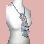 “Dainty Dapper” Blue Paisley Necktie necklace with Pink Accent Photo 1