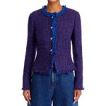 Derek Lam 10 Crosby Tweed Jacket‎ Blazer Fringed Trim Royal Blue Red Size 2 Photo 2