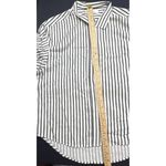 Revolve Frame  Linen Blend Striped Organic Short Sleeve Button Up Blouse Size XS Photo 9