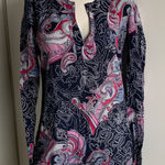 Lucky Brand tunic size small blue paisley long sleeve pullover blouse top shirt Photo 0
