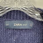 ZARA  Blue Embellished V-Neck Oversized Pullover Knit Sweater Women's Size Medium Photo 7