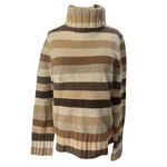 Old Navy Y2K  Lambswool Brown stripe turtleneck sweater size MEDIUM Photo 1