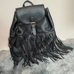 NWT Black Fringe Leather Backpack Photo 1