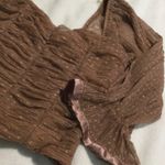 Haute Monde  Ruched Dot Mesh Sweetheart Neck Top XL Brown Sheer Evening Photo 2