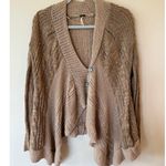 Free People Asymmetrical Hi Low Hem Open Knit Cardigan Sweater Beige Size Small Photo 2