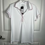 Adidas  Golf Polo Shirt Sz L White Pink Trim Photo 12