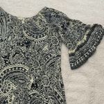 Umgee  Dress Women's Large Cream Black Floral Paisley Print Bell Sleeves Photo 3