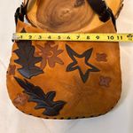 Bisou Bisou  Michele Bohbot genuine tan suede small shoulder purse with leaves Photo 6