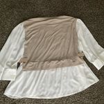 COCOMO Woman 2X Taupe/White Layered Blouse w/ Buckled Vest Overlay Tan Photo 8