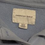 American Eagle Outfitters Oversized Henley Sweatshirt Collared Long Sleeve Blue Photo 2