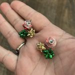 Metal Christmas Bow Earrings and Brooch Sparkle‎ and Shine in Any Light Red Photo 1