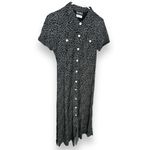 90s Vintage Byer California Womens sz 7 Black Floral Collared Button Midi Dress Size M Photo 3