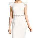 Adrianna Papell Ruffle Sleeve Crepe Gown Ivory Photo 2