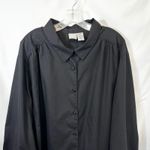 Roamans Plus Size 3X Top Solid Black Button Up Long Sleeve Career Capsule 1290 Photo 2