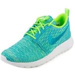 Nike  Womens Roshe One Flyknit Athletic Shoes Sz 7.5 Blue Green Lace Up Photo 0