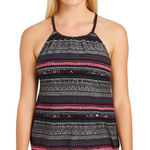 Kona Sol  Black and Pink Patterned Bikini Top Photo 0