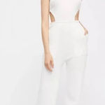 Free People  Beach Ribbed Racerback Cutout Gotta‎ Go Jumpsuit White Size Large Photo 0