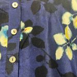 St. John Silk Floral Navy Blue Black Button Front Tunic Top Blouse Shirt Small Photo 9