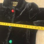 Vintage mid retro faux fur Black swing Coat with Colorful Buttons fit size small Photo 10