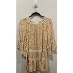 Free People  Mustard Floral Print Baby Doll Blouse Photo 3