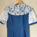 Denim and lace midi dress NWT Blue Photo 7