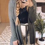 ZARA Knit Open Front Shawl Collar Draped Waist Tie Long Sleeve Cardigan Sweater Photo 0