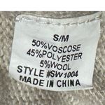 Newbury Kustom S/M Cowl Neck Tunic Sweater Oatmeal Wool Blend Ribbed Knit Slits Photo 4